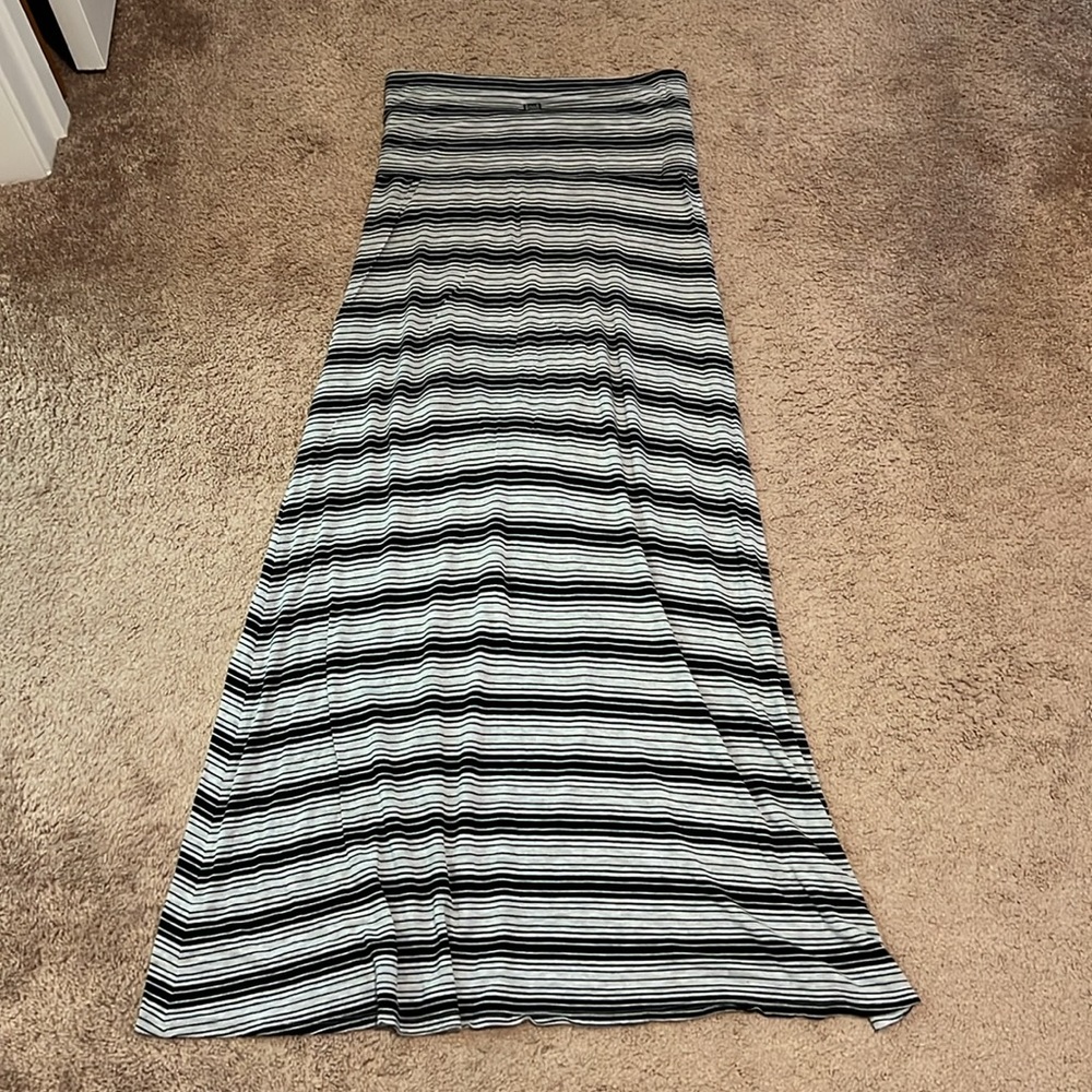 Billabong Black and White Striped Maxi Skirt